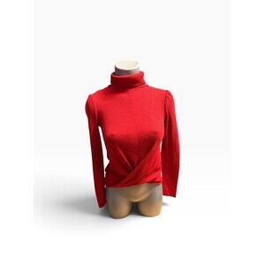 Deep red Turtleneck crave Fame Red Twist Front Long Sleeve Sweater XS